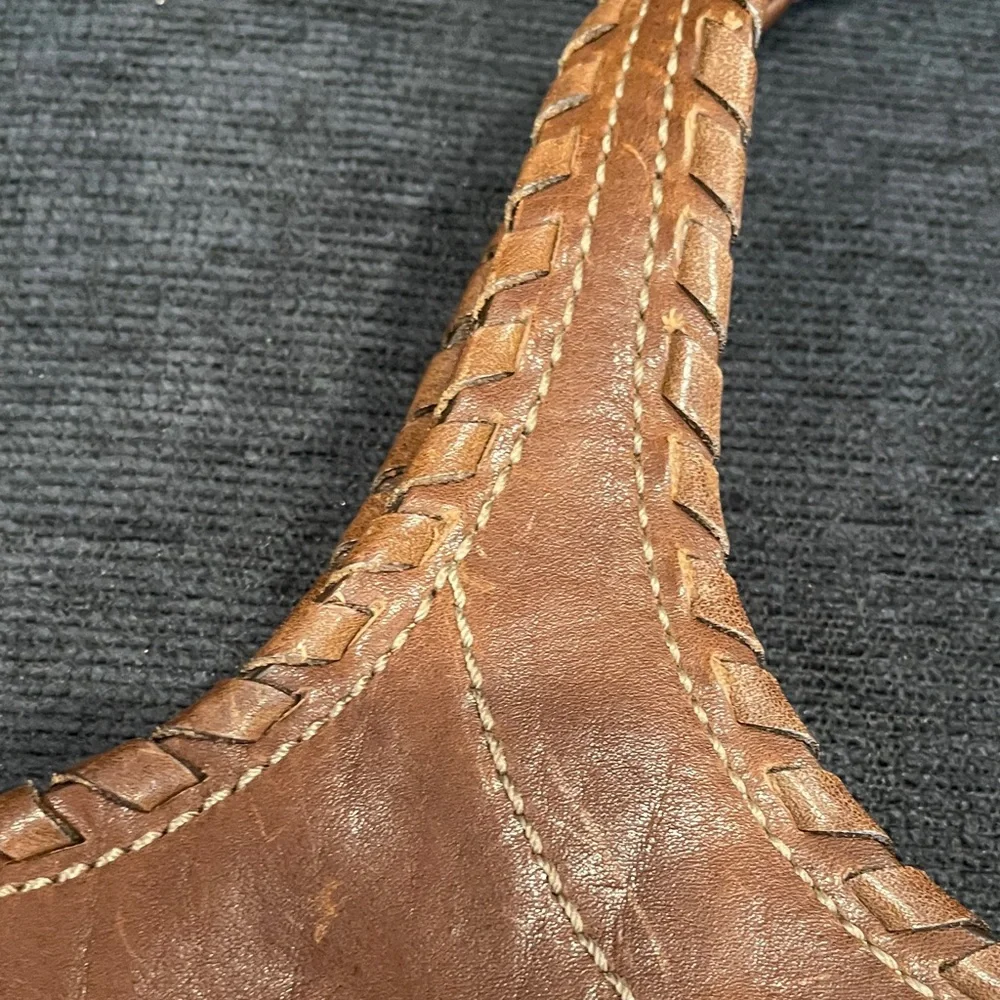 Coach Brown Braided Leather Shoulder Tote with Horsebit Accent - Picture 7 of 13